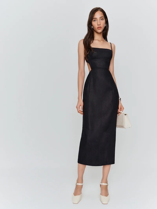 Reformation Dresses & Skirts - Reformation Asher Linen Dress Black Midi size 10